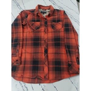 Pladra Black Plaid Fireside Flannel Shirt Fly Fishing Collar Cuffs USA Womens XL